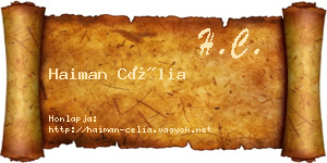 Haiman Célia névjegykártya